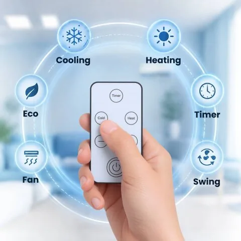 BlizzAir touchscreen panel showing the six climate control modes
