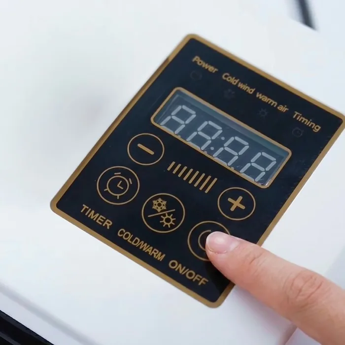 Selecting a climate mode on the BlizzAir touchscreen control panel